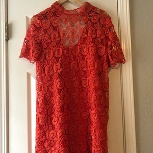 Lace overlay mini dress